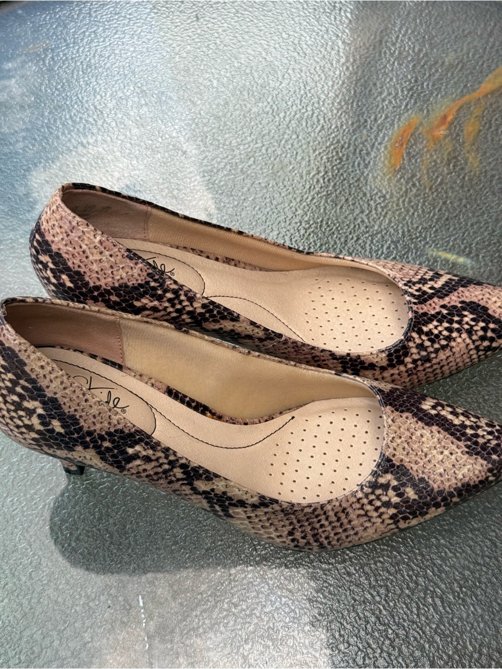 LifeStride Snake-Print Pointed Toe Pumps in Brown and Black